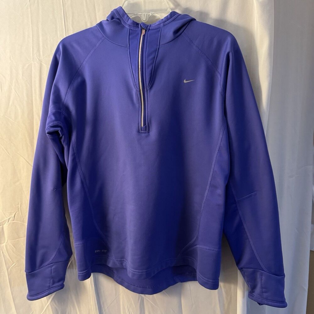 Nike Dri Fit Women's 1/2 Zip Large Purple Long Sleeve Shirt Running Activewear